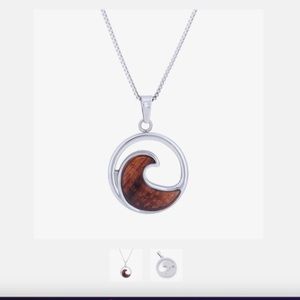 NIB Wave Pendant Necklace with Koa Wood